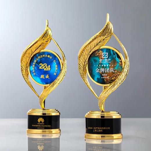 创意金属羽毛水晶奖杯定制定做优秀员荣誉奖座高档年会颁奖纪念 商品图4