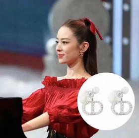 【CD珍珠耳环银色带钻】dio*刘雨昕baby同款CD珍珠耳环