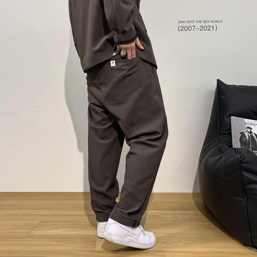 徐太浪春季潮牌休闲裤男2023年新款韩版潮流格子长裤宽松时尚裤子 商品图2