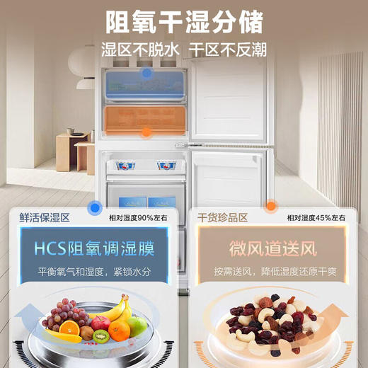 【家居】海尔（Haier）410升冰箱 BCD-410WLHC214GXU1 双开门冰箱 全空间保鲜 零距离自由嵌入式 阻氧干湿分储 母婴三档变温 商品图3