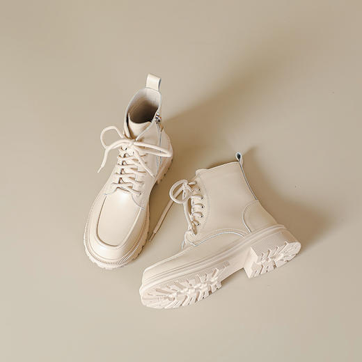 现货爆款秋冬系带马丁靴平跟平跟英伦圆头短靴女34-39码小单定制 商品图3