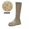 丝滑绒面长靴女2023秋冬款长筒靴复古弹力骑士靴腿精显瘦高筒靴子 商品缩略图7