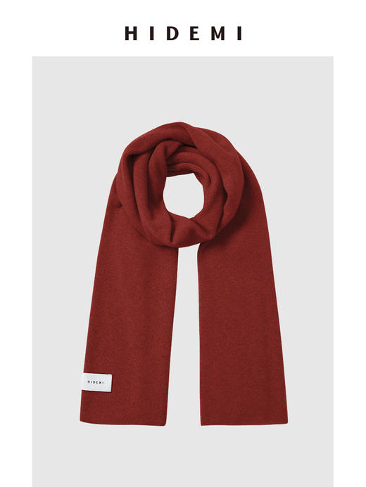 HIDEMI 进口美利奴羊毛长款加厚款大围巾 乌木棕/车厘子红/燕麦米/深灰/黑色 商品图1