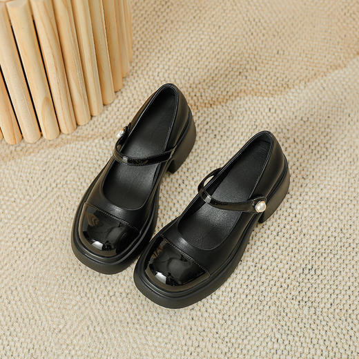 复古小香风粗跟玛丽珍鞋女春季新款厚底松糕底日系单鞋百搭小皮鞋 商品图2