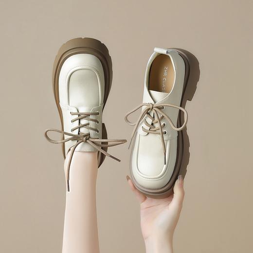 ZHR中口乐福鞋女2024春季新款洋气时尚休闲百搭简约学院风厚底英伦单鞋 商品图7