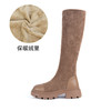 长靴2022秋冬新款高筒靴绒面靴子显瘦弹力靴子女简约复古骑士靴 商品缩略图8
