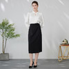 EITIE爱特爱新中式盘扣印花暗纹高腰直筒过膝黑色半身裙24春新款A2406315 商品缩略图1