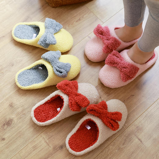 智庭可爱蝴蝶结秋冬居家棉拖鞋ZT2120 商品图1