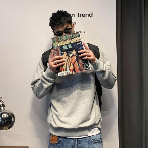 徐太浪日系假两件无帽卫衣男春秋潮牌套头圆领内搭打底衫男生上衣 商品图3