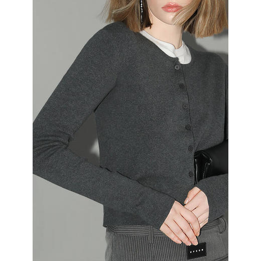 【限时特惠】COCOBELLA[32支双股]细腻弹力短款针织衫女叠穿小开衫MZ0001 商品图3