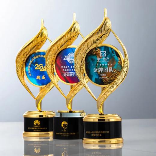 创意金属羽毛水晶奖杯定制定做优秀员荣誉奖座高档年会颁奖纪念 商品图2