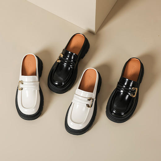 2023春季热款上新包头半拖鞋厚底外穿凉拖鞋英伦风小皮鞋女 商品图0