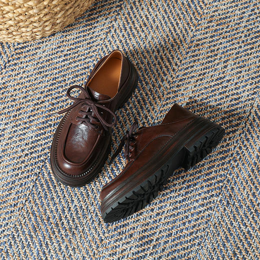 复古英伦风系带小皮鞋女2025春季新款圆头单鞋精致女生粗跟乐福鞋 商品图3