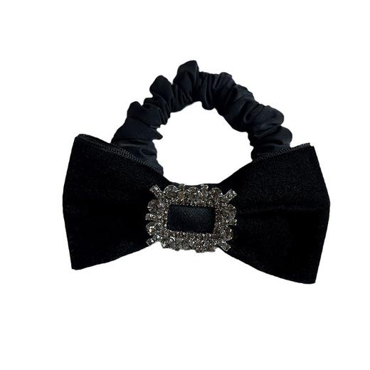 【时尚小香风发圈】高端灰色钻蝴蝶结丝绒发圈女头绳小香风扎头发发绳头饰发饰皮筋 商品图4