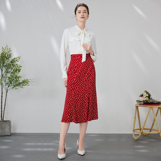 EITIE爱特爱复古气质通勤直筒显瘦飘带系带白色衬衫上衣24春新款A2409301 商品图3