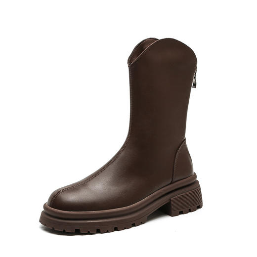 葡萄妈短靴2022秋冬新款马丁靴韩版瘦瘦靴百搭粗跟厚底圆头靴子女 商品图7