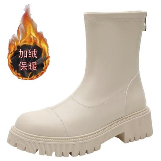 百搭显瘦短靴女2023秋冬新款粗跟圆头瘦瘦靴简约韩版短筒靴子女 商品图9