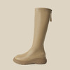 长靴2022年新款秋冬奶茶色女长筒靴弹力复古英伦风厚底高筒骑士靴 商品缩略图4
