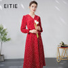 EITIE爱特爱优雅复古V领红色波点碎花钉钻系带长裙连衣裙24春新款A2407301 商品缩略图0