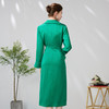 EEITIE爱特爱气质V领收腰系带缎面垂坠通勤显瘦绿色连衣裙24春新款A2407319 商品缩略图4