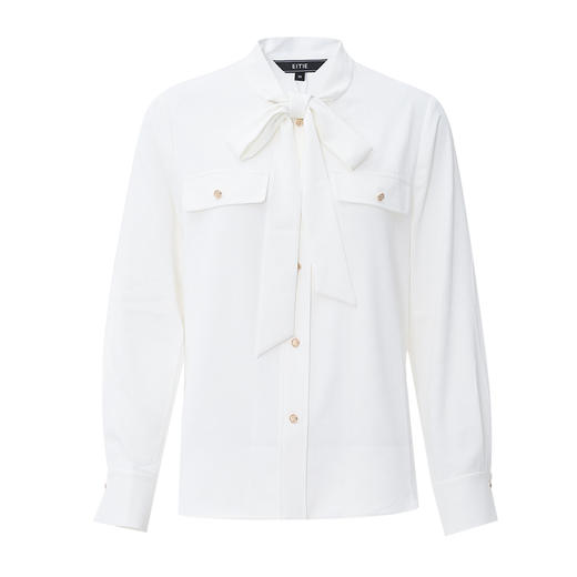 EITIE爱特爱复古气质通勤直筒显瘦飘带系带白色衬衫上衣24春新款A2409301 商品图5