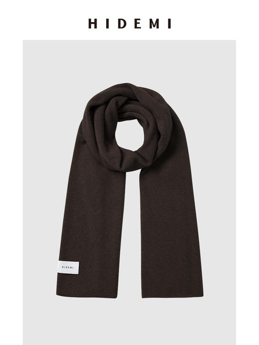 HIDEMI 进口美利奴羊毛长款加厚款大围巾 乌木棕/车厘子红/燕麦米/深灰/黑色 商品图4