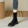 丝滑绒面短靴女2023秋冬款复古圆头短筒靴子英伦风粗跟女生瘦瘦靴 商品缩略图5