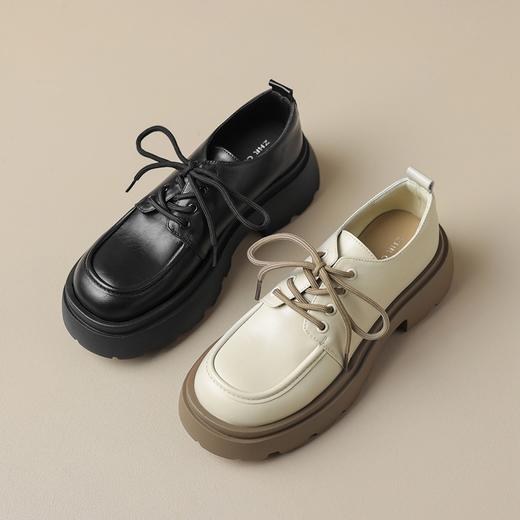 ZHR中口乐福鞋女2024春季新款洋气时尚休闲百搭简约学院风厚底英伦单鞋 商品图8