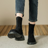 丝滑绒面短靴女2023秋冬款复古圆头短筒靴子英伦风粗跟女生瘦瘦靴 商品缩略图3