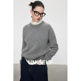 全羊毛软糯时髦基础圆领毛衣女2023秋冬新款百搭长袖上衣