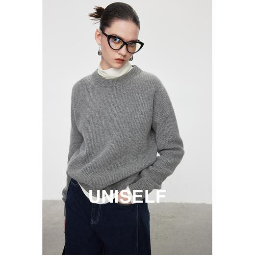 全羊毛软糯时髦基础圆领毛衣女2023秋冬新款百搭长袖上衣 商品图0