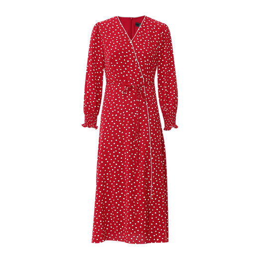 EITIE爱特爱优雅复古V领红色波点碎花钉钻系带长裙连衣裙24春新款A2407301 商品图6