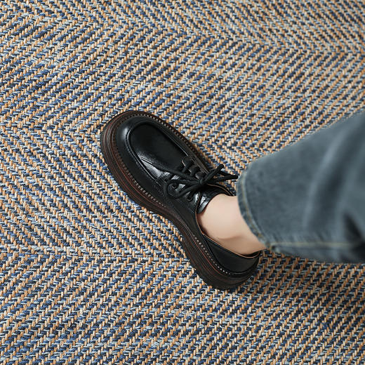 复古英伦风系带小皮鞋女2025春季新款圆头单鞋精致女生粗跟乐福鞋 商品图5