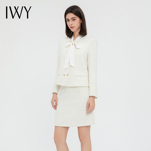 IWY/米白色西装套裙女气质小香风法式西服外套白领休闲C13313+S23313 商品图2