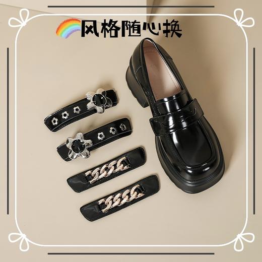 英伦风小皮鞋女2023年春季新款厚底增高乐福鞋松糕底粗跟单鞋 商品图5