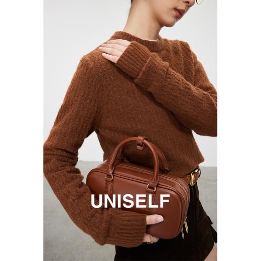 高级感骆驼绒蓬松毛衣女2023秋冬新款复古短款羊毛针织衫 商品图0