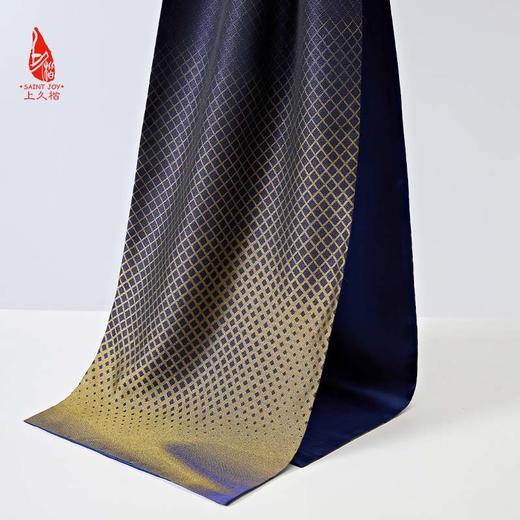 SAINTJOY/上久楷 宋锦双面长巾 万字幻格 蓝酒色  蓝金色  SJ17125 商品图2