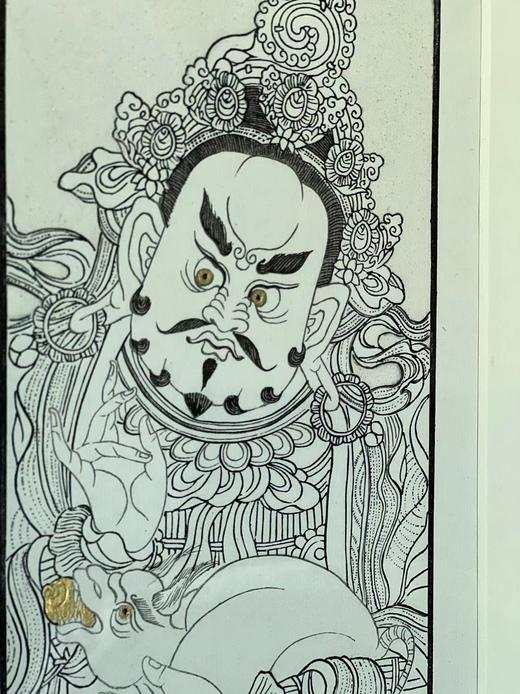 木板水印《财宝天王》，沐版社韩宁敬刻，画心尺寸16*14cm，画框尺寸40*38cm。含框每幅售价368元 商品图2