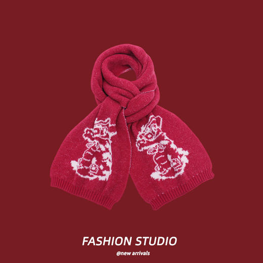 冬季休闲 红色护颈围脖【新年防寒保暖 舒适透气个性 生肖龙围巾】新年拜年围巾 商品图3