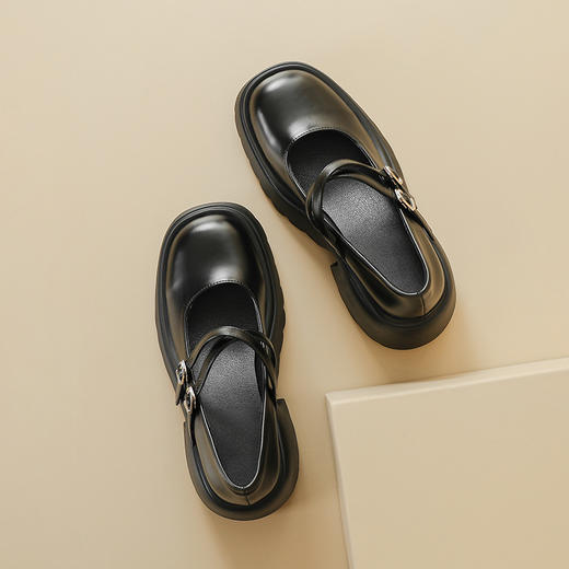 玛丽珍鞋女粗跟2025春夏新款松糕厚底英伦风小皮鞋一字带日系单鞋 商品图2