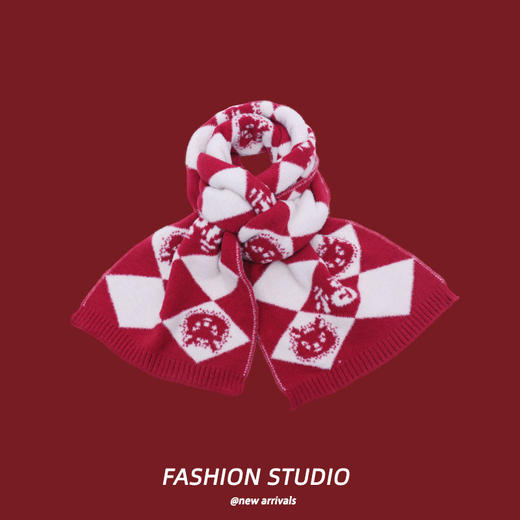 冬季休闲 红色护颈围脖【新年防寒保暖 舒适透气个性 生肖龙围巾】新年拜年围巾 商品图9