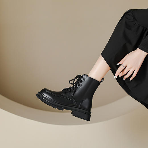 现货爆款秋冬系带马丁靴平跟平跟英伦圆头短靴女34-39码小单定制 商品图5