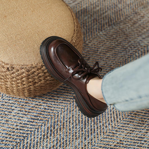 复古英伦风系带小皮鞋女2025春季新款圆头单鞋精致女生粗跟乐福鞋 商品图6