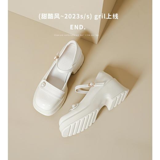 好看有设计感的甜酷玛丽珍高跟单鞋女2023新款女生厚底粗跟小皮鞋 商品图0
