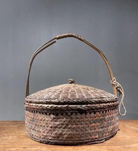 竹编手提圆形大盖篮，顺丰包邮