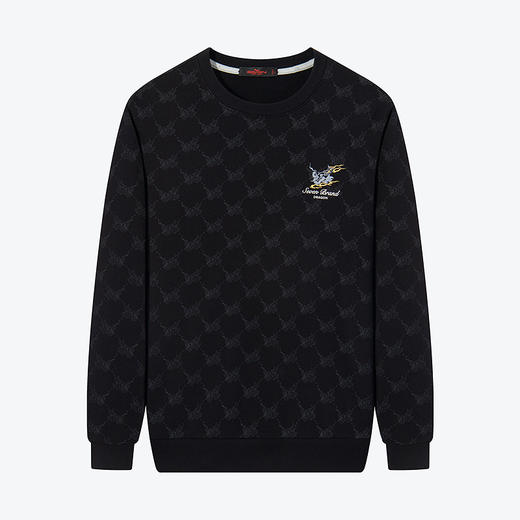 柒牌印花圆领卫衣男2024春季新款时尚潮流中青年套头休闲男士上衣	126W70110 商品图4