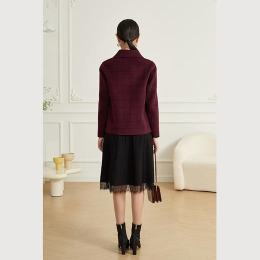 乔万尼绵羊毛大衣格纹短外套ET4B975 商品图4