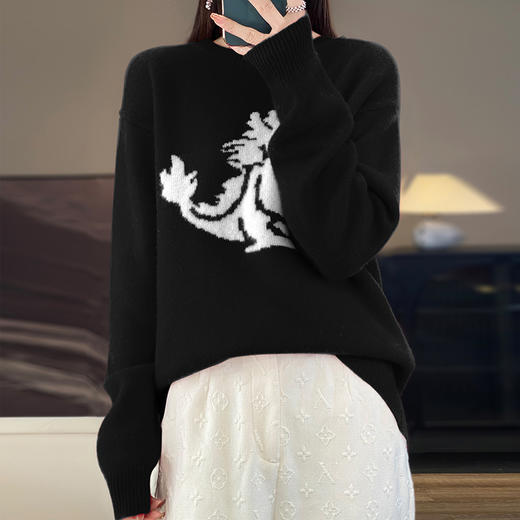 AVANN新年款生肖龙安迪绒提花圆领毛衣JR-536 商品图4