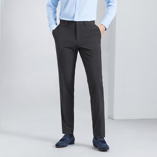 【犀牛褶】柒牌男装西裤2024春季新款商务休闲含麻男士直通长裤子	126H70940 商品图1