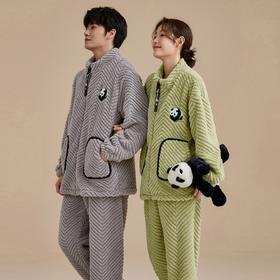 康妮雅情侣款长袖长裤开襟套装